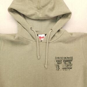 David Bowie Casual Pullover Long Sleeve Hoodie Mens Size Large L Olive Green